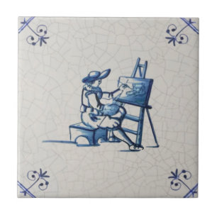 Nederlandse kunstenaar op Easel Hand Schilderd 160 Tegeltje