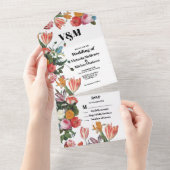 Nederlandse Master Floral Wedding All In One Uitnodiging (Afscheurbaar)