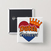 Nederlandse prinses vierkante button 5,1 cm (Voorkant /achterkant)
