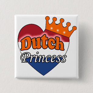 Nederlandse prinses vierkante button 5,1 cm