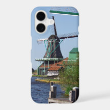 Nederlandse rode witte witte witte windmolen Foto