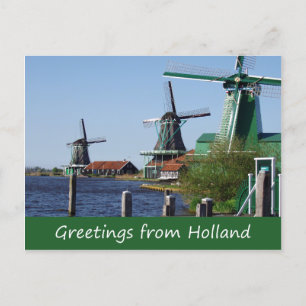 Nederlandse rode witte witte witte windmolen Foto Briefkaart