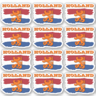 Nederlandse Rood Wit Blauwe Vlag Oranje Leeuw Team Sticker