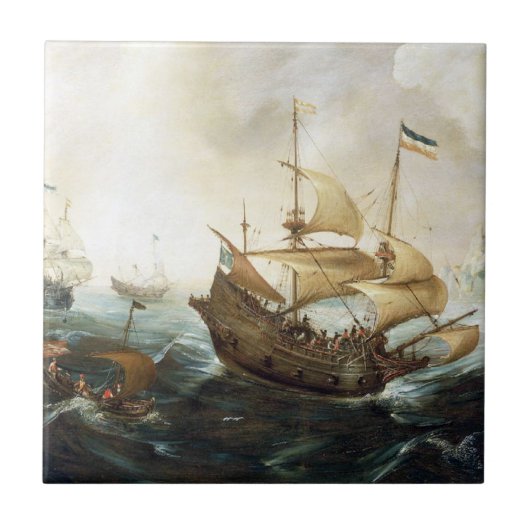 Nederlandse schepen 1600's tegeltje (Voorkant)