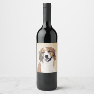 Nederlandse Schilderen Kooikerhondje - Dog Art Wijn Etiket