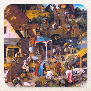 Nederlandse spreekwoorden, Pieter Bruegel de Ouder Vierkante Kartonnen Onderzetter