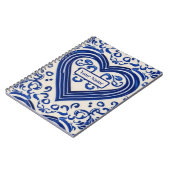 Nederlandse Tegel - Blauw en wit gekleurd hart - v Notitieboek (Linkerzijde)