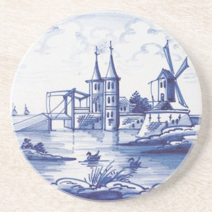 Nederlandse traditionele blauwe tegel zandsteen onderzetter