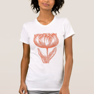Nederlandse Tulp Floral Tekenroze Sinaasappel T-shirt