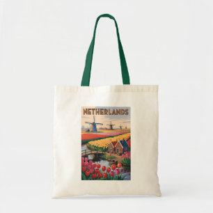 Nederlandse Tulp Illustratie Reis Kunst Vintage Tote Bag