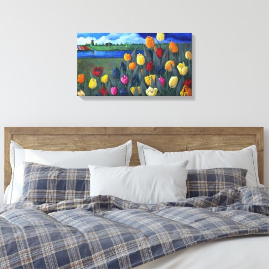 Nederlandse tulpen: Origineel acryl schilderij: Bl Canvas Afdruk (Insitu (Slaapkamer))