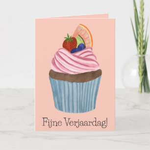 Nederlandse verjaardag fruit cupcake kaart