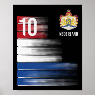 Nederlandse Vlag 10 Nederlandse Oranje Voetbal Man Poster