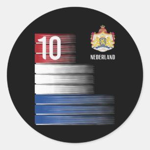 Nederlandse Vlag 10 Nederlandse Oranje Voetbal Man Ronde Sticker