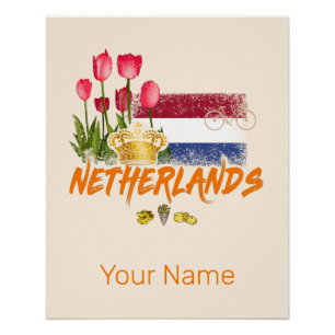 Nederlandse  vlag en Nederlandse Tulp Perfect Poster