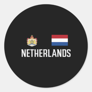 Nederlandse Vlag Voetbal Fan Mannen Vrouwen Kind Ronde Sticker