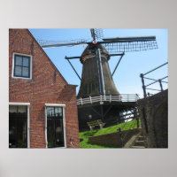 Nederlandse Windmolen, Friesland, Holland Foto Pos