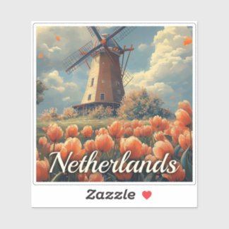  Nederlandse Windmolen: Tulpen en Charm Sticker