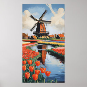 nederlandse windmolens poster