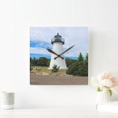 Ned's Point Lighthouse, Massachusetts Wall Clock Vierkante Klok (Huis)
