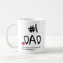 Nee.1 Pap Fathers Day Mok met hart Naam toevoegen