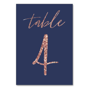 Nee, 4 - Glam Glitter Roze Goud en Blauwe Huwelijk Kaart