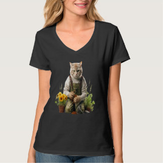 Nee 4 tuinman tuinman bloemen plant schattige kat t-shirt
