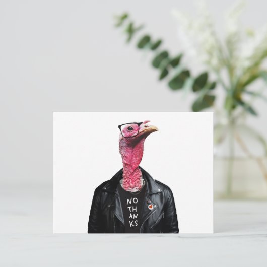 Nee bedankt. Funny Turkey met bril Briefkaart (Staand voorkant)
