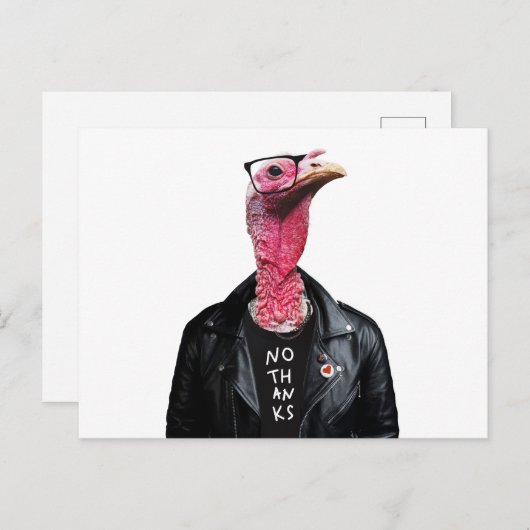 Nee bedankt. Funny Turkey met bril Briefkaart (Voorkant / Achterkant)