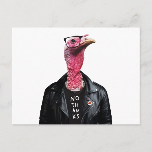 Nee bedankt. Funny Turkey met bril Briefkaart (Voorkant)