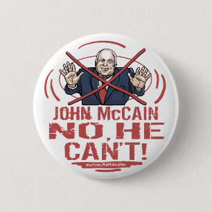 Nee, dat kan hij niet. ronde button 5,7 cm