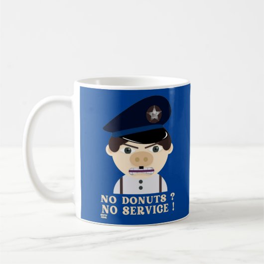"NEE DONUTS, GEEN DIENST" grappige politieagent Koffiemok (Links)