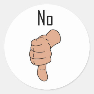 Nee, duimen omlaag ronde sticker