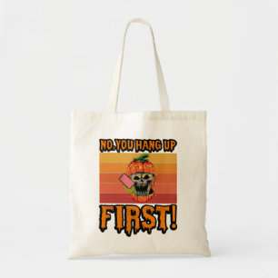 Nee, hang jij eerst op Grappige Ghostface-telefoon Tote Bag