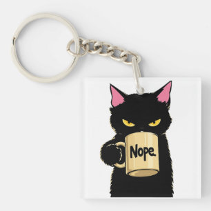 Nee hoor Kattenkoffiemok – Grappige Zwarte Kat Hou Sleutelhanger