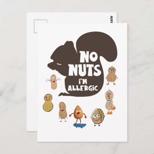Nee, ik ben allergisch pinda Allergy Bewustheid Briefkaart (Voorkant / Achterkant)