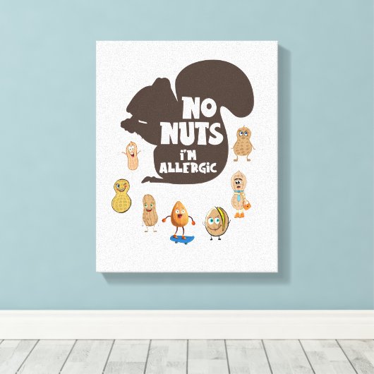Nee, ik ben allergisch pinda Allergy Bewustheid Canvas Afdruk (Insitu (Houten vloer))