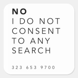 "Nee, ik ga niet akkoord met een zoekopdracht" sti Vierkante Sticker