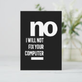 Nee, ik zal uw computer niet herstellen RSVP kaartje (Staand voorkant)