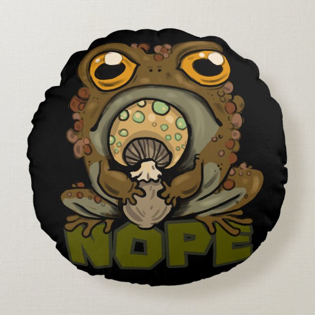 Nee! Mopperende Pad Rond Kussen (Voorkant)