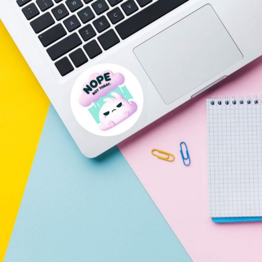 Nee. Niet vandaag - Schattigee Grumpy Cloud Sticke Ronde Sticker