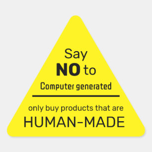 Nee tegen Computer Generated - Koop bij Real Peopl Driehoek Sticker