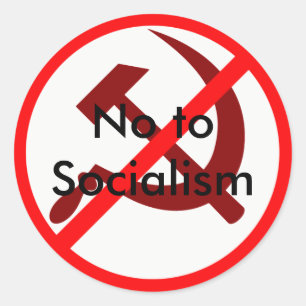 Nee tegen het socialisme ronde sticker