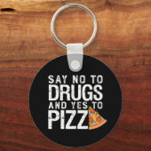 Nee tegen medicijnen Ja tegen Pizza Funny Pizza Lo Sleutelhanger (Voorkant)