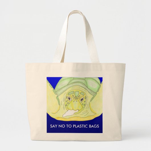 NEE TEGEN PLASTISCHE BAGINA'S GROTE TOTE BAG (Voorkant)