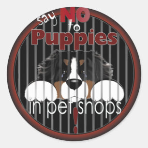 NEE TEGEN Puppies die op huisdieren zoeken Ronde Sticker