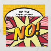 NEE Uw Bericht Spraakballon Fun Retro Stripboek Aankondiging (Voorkant / Achterkant)