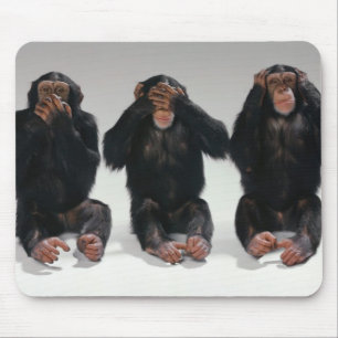 Nee Zie Geen aambeeld Monkeys Mousepad Muismat
