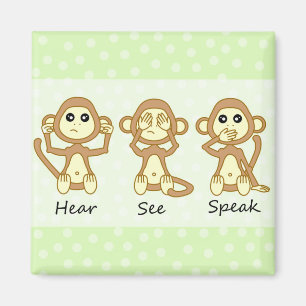 Nee Zie Geen Kwestie - Schuine Baby apen klinken Magneet