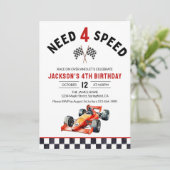 Need 4 Speed verjaardagsfeestje uitnodigen, racefe Kaart (Staand voorkant)